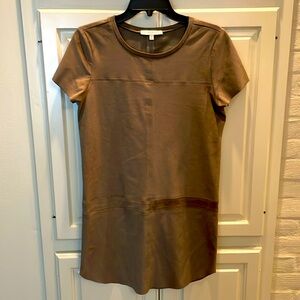 Lavender Brown dress- taupe suede color-size s, skip short dress